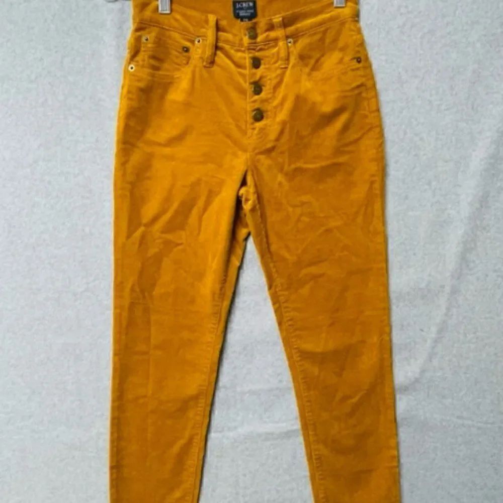 J.Crew Sz 26 Women’s Mustard Velvet Corduroy Skinny High Rise 9” Pants Jeans Ins